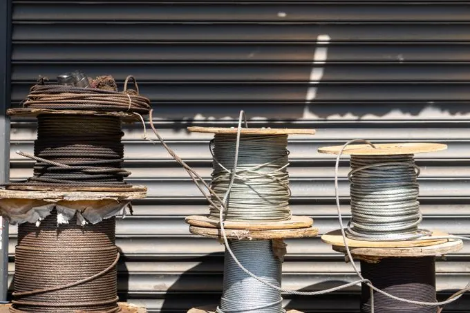 Large spools of industrial cable